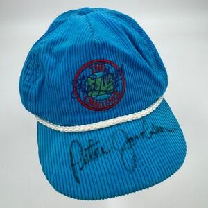 Vintage Imperial Fred Meyer Challenge Corduroy Hat Signed Peter Jacobsen Blue